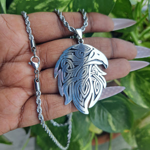 Viking Eagle Head Stainless Steel Necklace