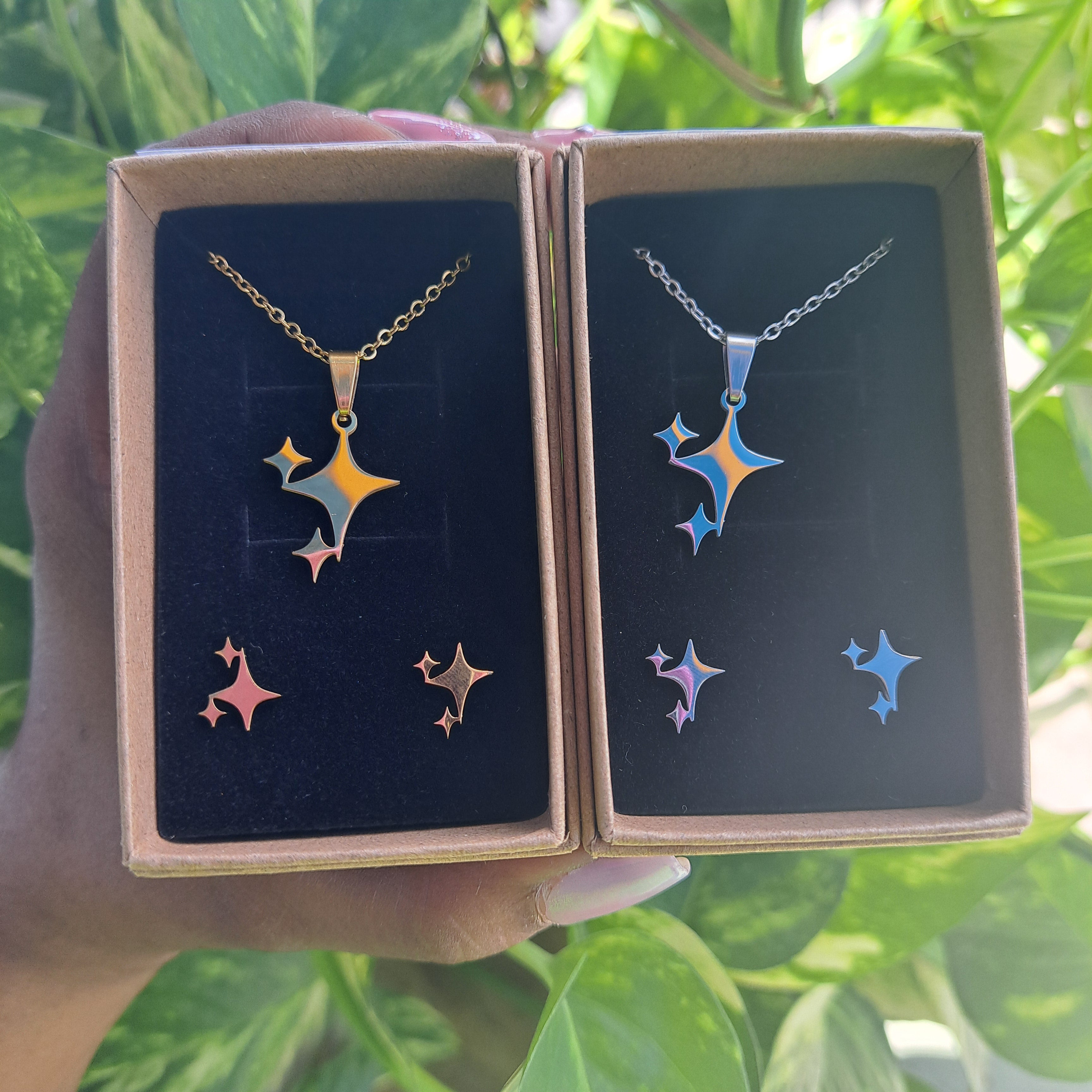 Starry Necklace & Earring Stainless Steel Set