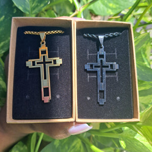 Cross Hollow Steel Necklace