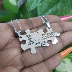 Best Friends/BF Side By Side Puzzle Stainless Steel Necklaces